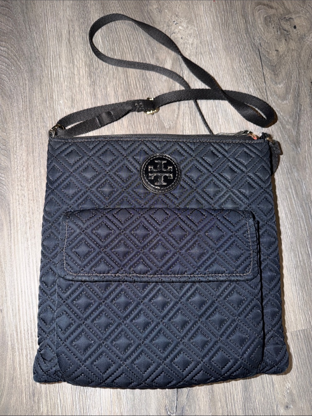 Tory Burch Navy Quilted Crossbody with Logo Medallion